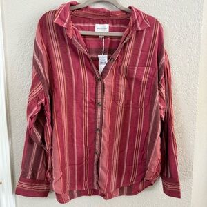 NWT American Eagle Outfitters Flannel Striped Shirt- L